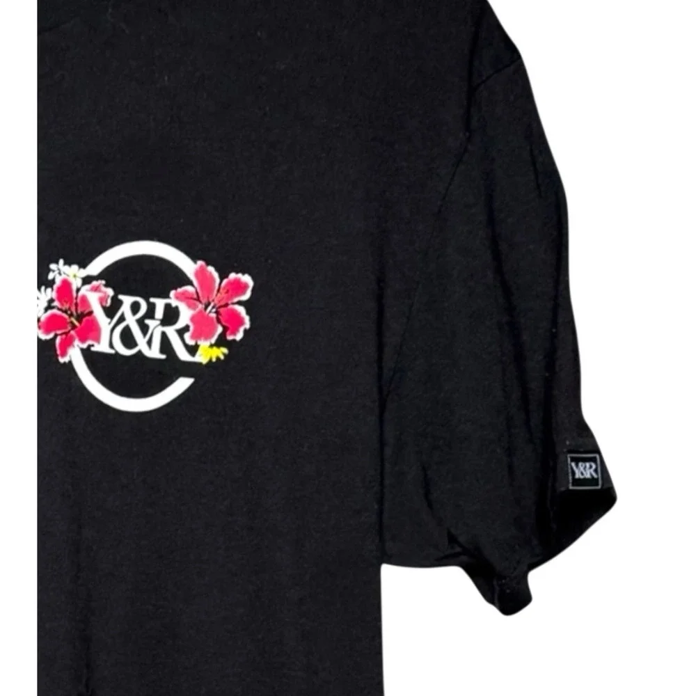 Y&R Young & Reckless Short Sleeve T-Shirt Black Street Logo 100% Cotton Size L‎